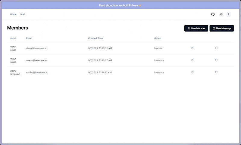 Rebase investor updates dashboard