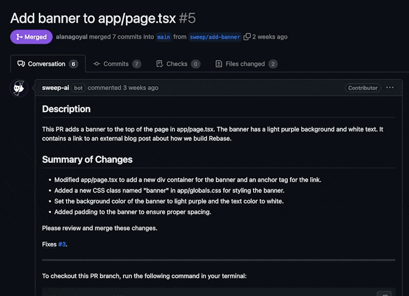 Sweep responding to a GitHub issue