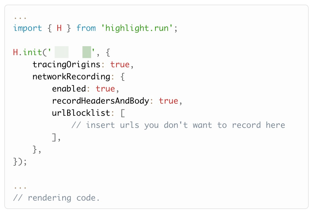 Highlight JavaScript initialization snippet
