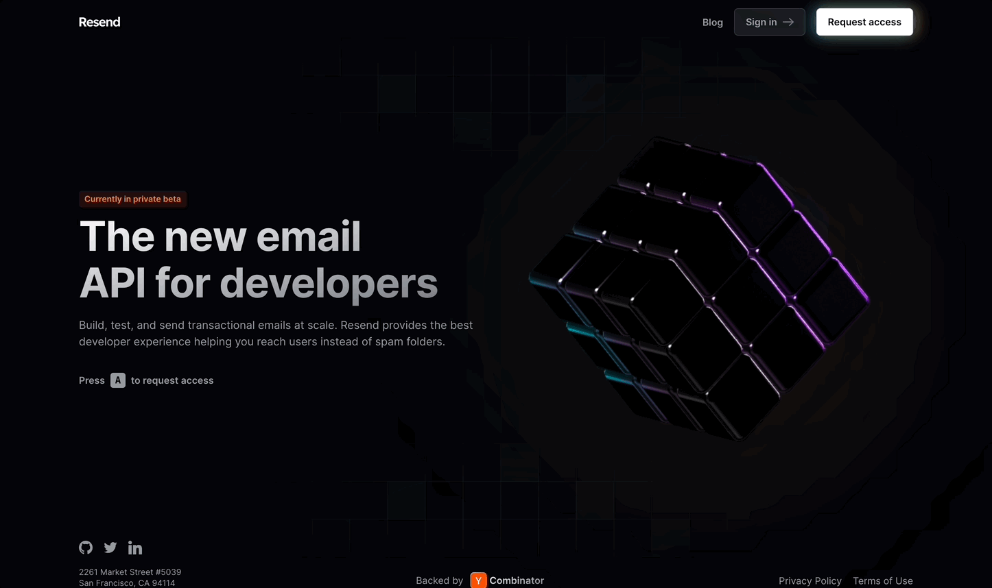 Resend website homepage