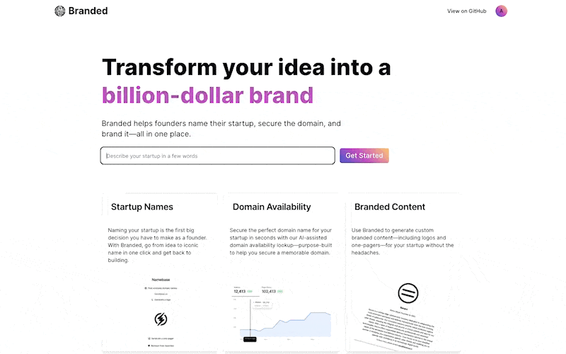 Branded app homepage