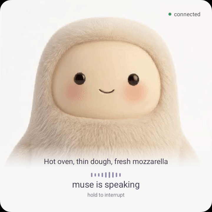 Muse with a short answer caption about making pizza