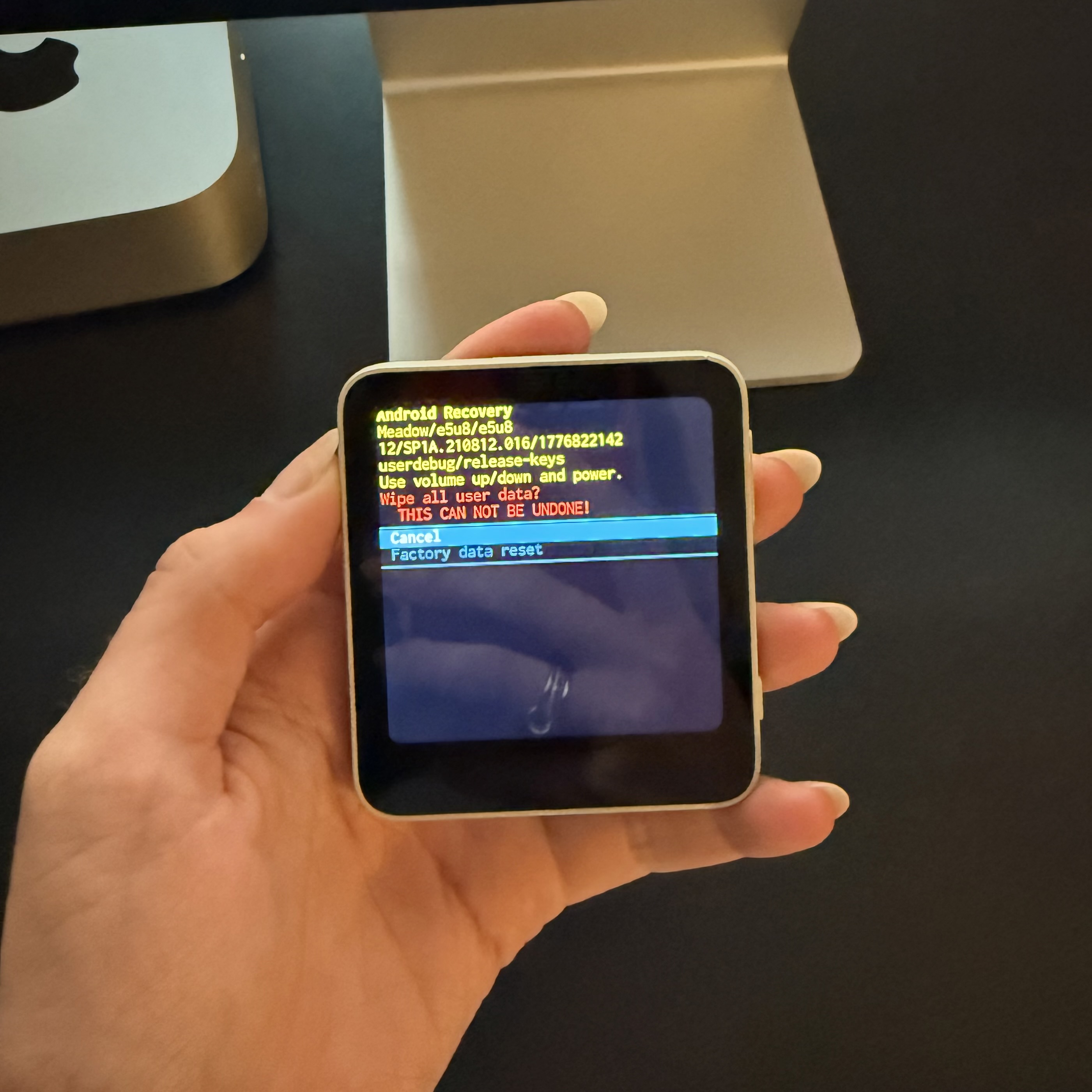 Meadow showing the Android recovery screen