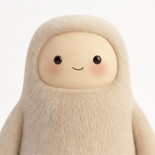 The soft white Muse character blinking and waving